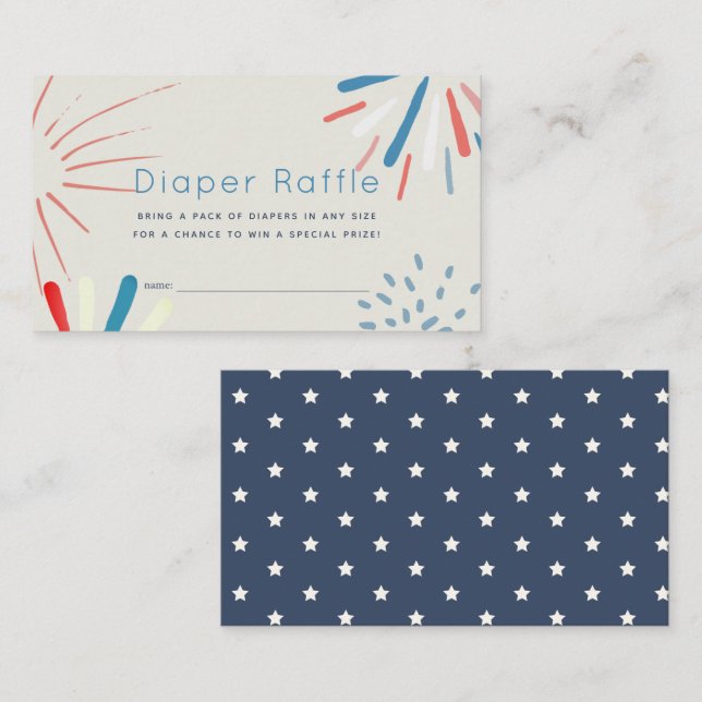 Fireworks Baby Shower Diaper Raffle Ticket Enclosure Card (Front/Back)