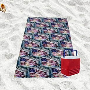 Fireworks Backdrop Beach Towel