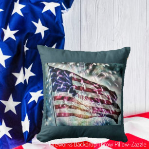 Fireworks Backdrop Throw Pillow