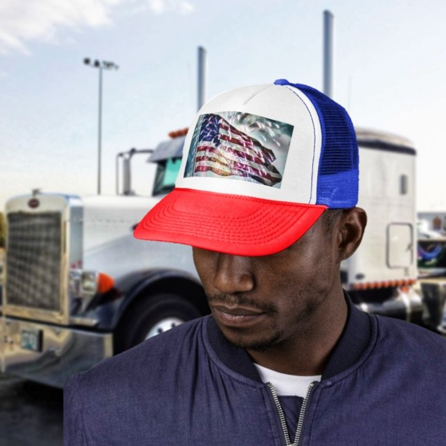 Fireworks Backdrop  Trucker Hat (If you're in a patriotic mood, break out the Fireworks Backdrop Trucker's Hat!)