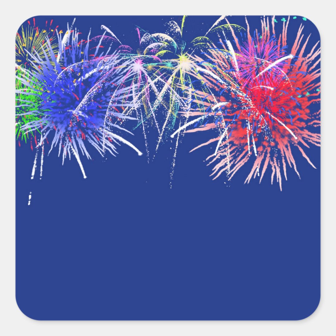 Fireworks Background Square Sticker | Zazzle