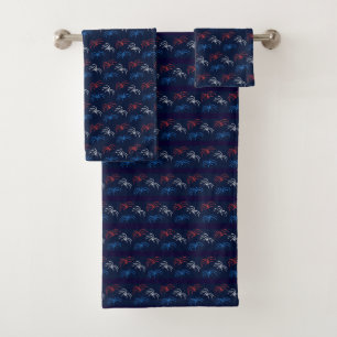 Fireworks Bath Towels (Navy Blue & Red)