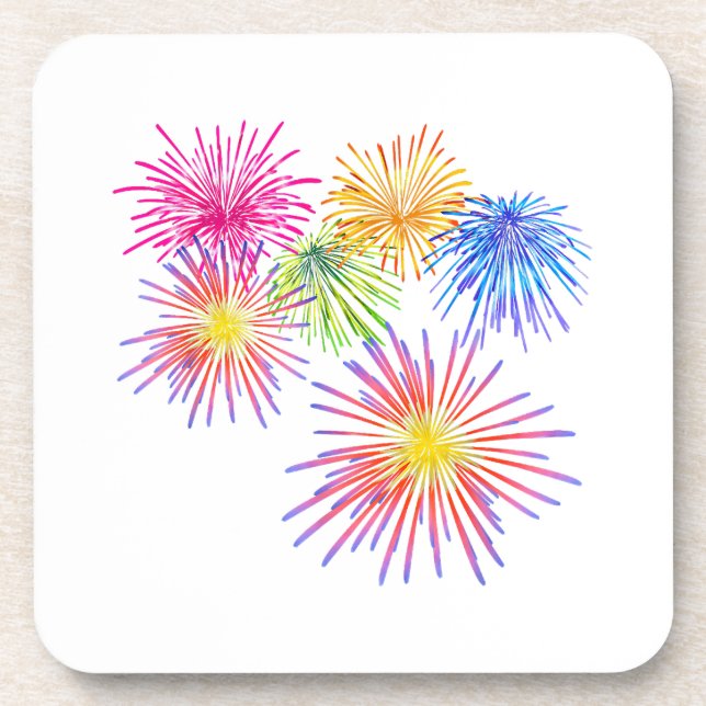 Fireworks Big Party Celebration Firecrackers  Beverage Coaster (Front)