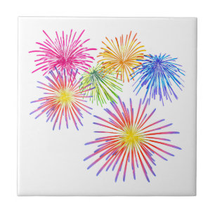 Fireworks Big Party Celebration Firecrackers Ceramic Tile