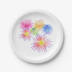 Fireworks Big Party Celebration Firecrackers Paper Plates