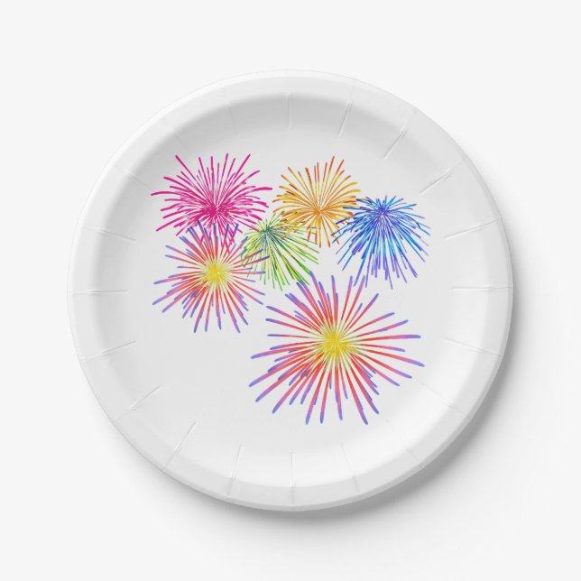 Fireworks Big Party Celebration Firecrackers  Paper Plates (Front)