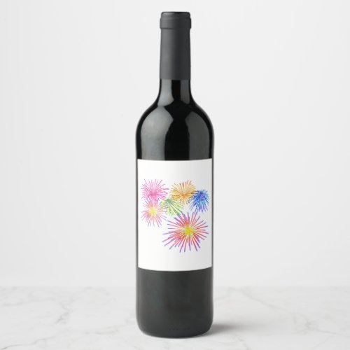 Fireworks Big Party Celebration Firecrackers  Wine Label