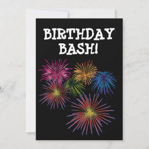 FIREWORKS BIRTHDAY BASH PARTY CUSTOM INVITATIONS