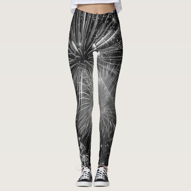 Fireworks Black and White Finale Leggings (Front)