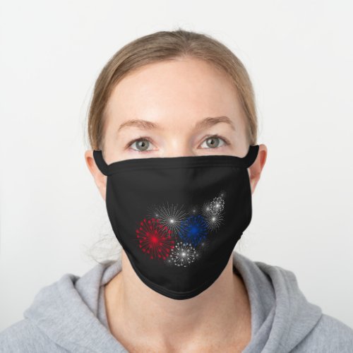 Fireworks Black Cotton Face Mask