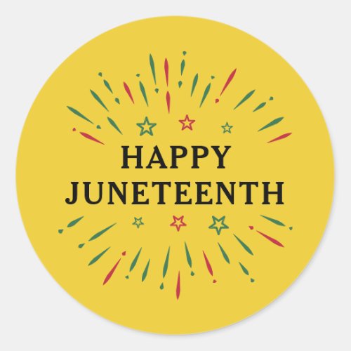 Fireworks Black Independence Day Happy Juneteenth Classic Round Sticker