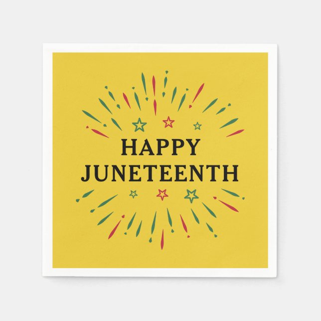 Fireworks Black Independence Day Happy Juneteenth Napkins (Front)