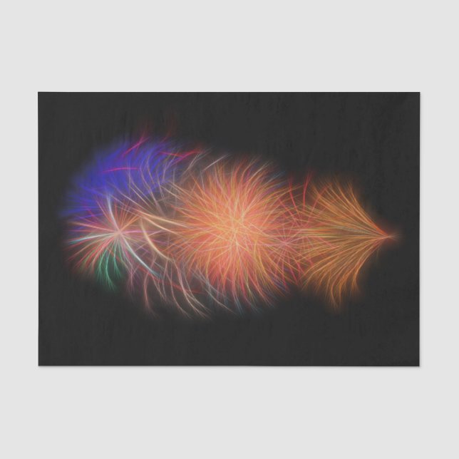 Fireworks Black Orange Independence Day Tissue Paper (Front)