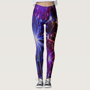 Fireworks Blue and Red Fun and Flashy Leggings
