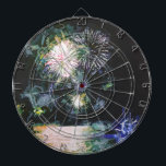 Fireworks Blue Ocean Boat 4th of July Watercolor Dart Board<br><div class="desc">Fireworks Blue Ocean Boat 4th of July Watercolor Dart Board is a beautiful wat to play the game or give it as a gift.  Have fun playing. photo copyright Denise Bennerson photographer</div>