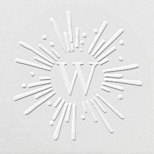 Fireworks Burst #2 Center Single Initial Monogram Embosser