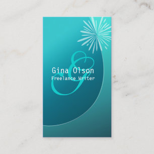 Fireworks Burst Monogram Turquoise Business Cards