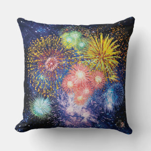 Fireworks Bursts Throw Pillow