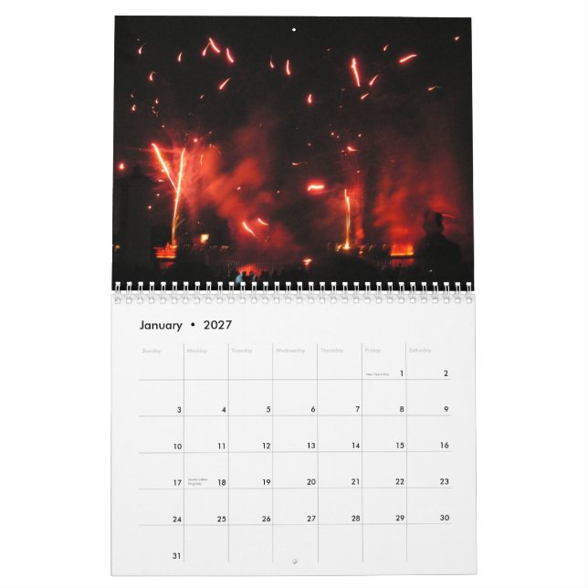 Fireworks Calendar (Jan 2027)