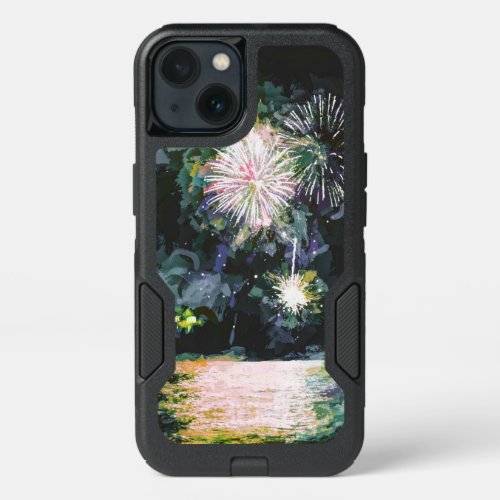 Fireworks Celebrate Boat Watercolor iPhone 13 Case