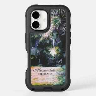 Fireworks Celebrate Boat Watercolor Personalize iPhone 16 Case