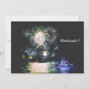 Fireworks Celebrate Happy Holidays New Year Holiday Card