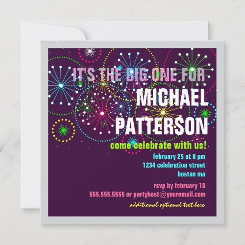 Fireworks Celebration for a BIG Birthday Personalized Invitations