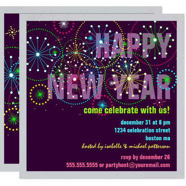 Fireworks Celebration For New Years Eve Party Invitation