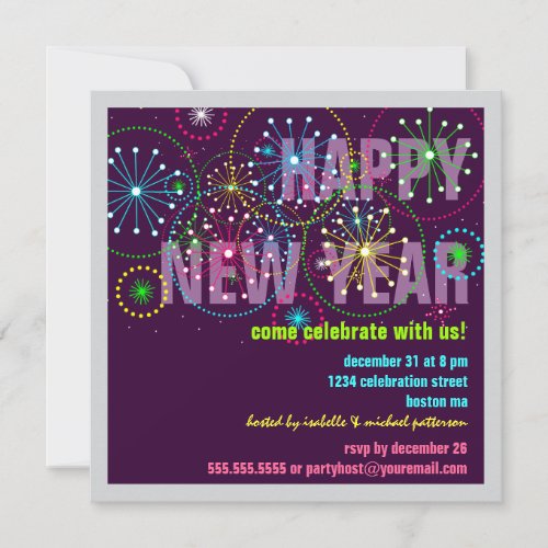 Fireworks Celebration for New Years Eve Party Invitation