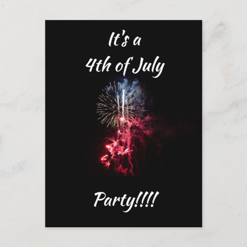 Fireworks Celebration in Red White and Blue Announcement Postcard
