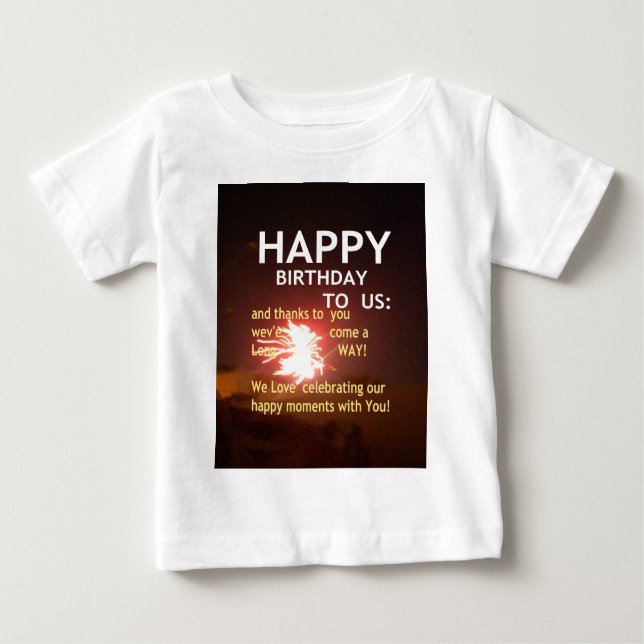 Fireworks Celebration with Thank You Message Baby T-Shirt (Front)