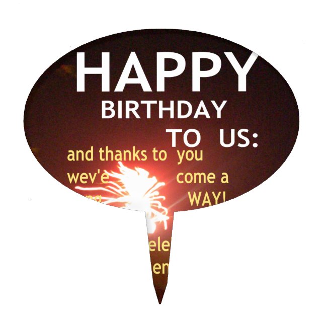 Fireworks Celebration with Thank You Message Cake Topper (Front)