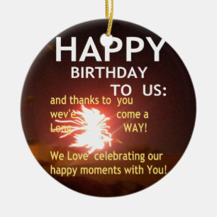 Fireworks Celebration with Thank You Message Ceramic Ornament