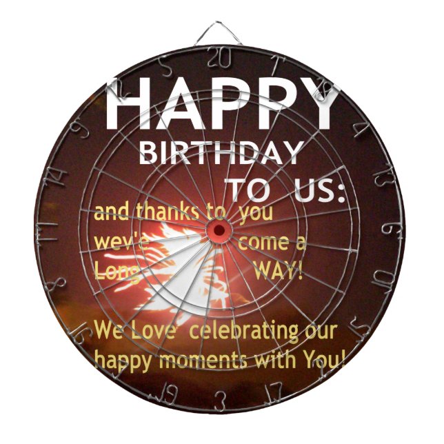 Fireworks Celebration with Thank You Message Dartboard With Darts (Front)
