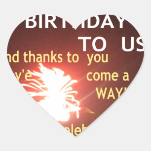 Fireworks Celebration with Thank You Message Heart Sticker
