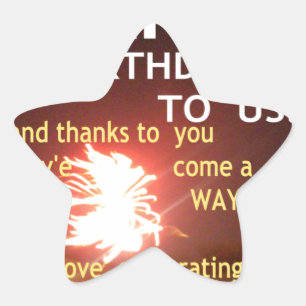 Fireworks Celebration with Thank You Message Star Sticker