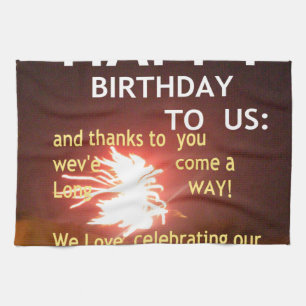 Fireworks Celebration with Thank You Message Towel