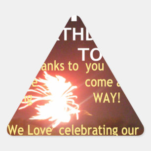 Fireworks Celebration with Thank You Message Triangle Sticker