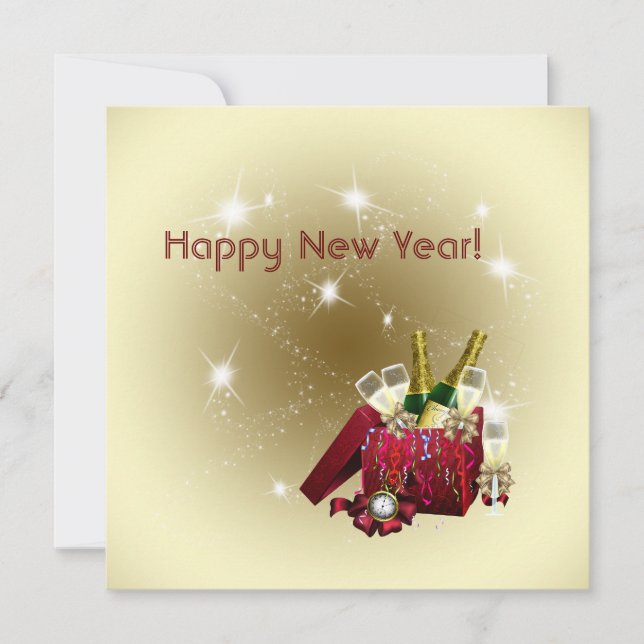 Fireworks Champagne Confetti New Years Eve Party Invitation (Front)