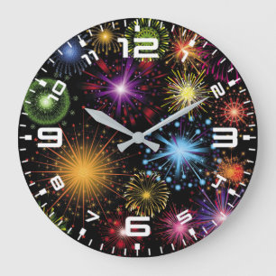 Fireworks Colorful Dynamic Sparkling Decor-46578 Large Clock