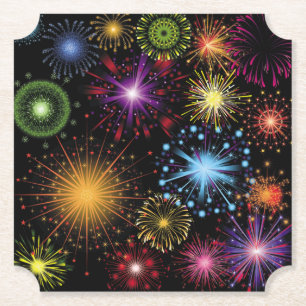 Fireworks Colorful Dynamic Sparkling Decor Paper Coaster