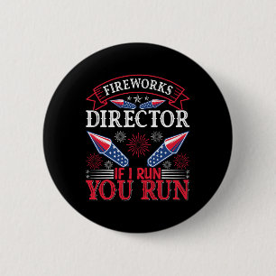 Fireworks Director American Flag 4th Of July Button