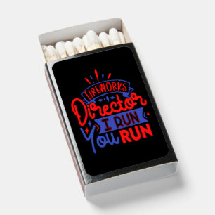 Fireworks Director I Run You Run Funny Red Blue Matchboxes