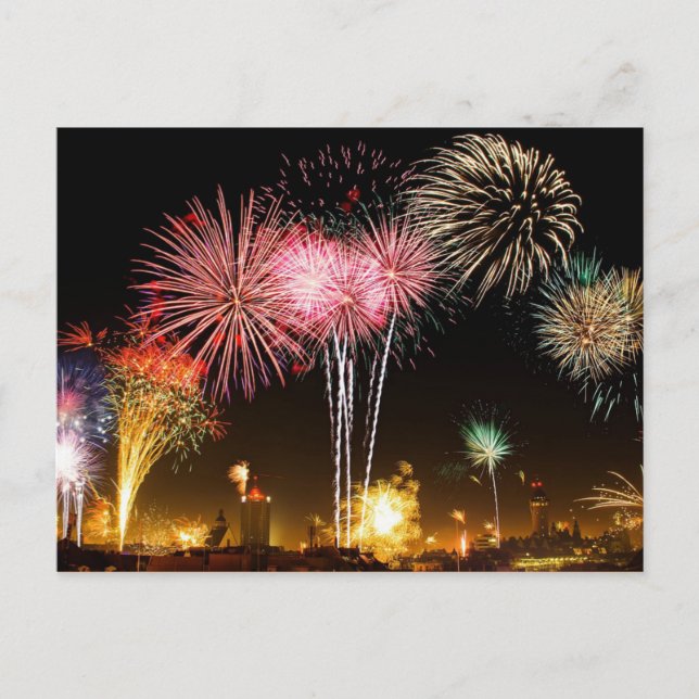 Fireworks display--celebration! invitation postcard (Front)