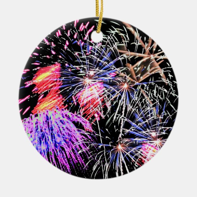 Fireworks Display Ceramic Ornament (Front)