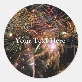 Fireworks Display Classic Round Sticker by Customizables at Zazzle