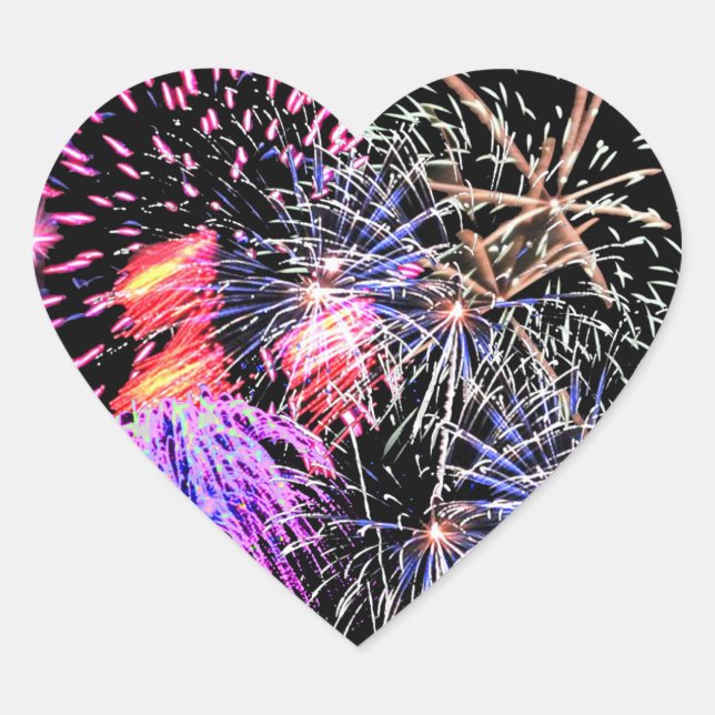 Fireworks Display Heart Sticker (Front)