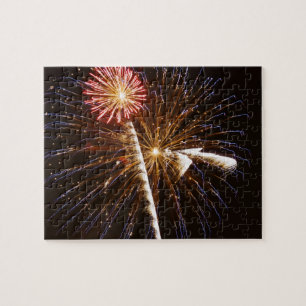 Fireworks display on Savannah River Jigsaw Puzzle