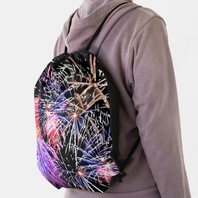 Fireworks Display Patriotic Holiday Drawstring Bag (Insitu)