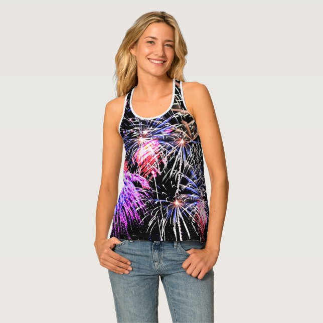 Fireworks Display, Patriotic, Holiday Full Print Tank Top (Front Full)